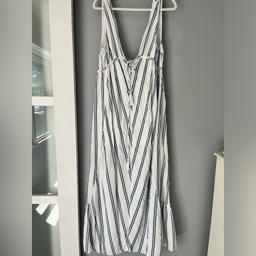 Striped White and Blue Maxi Dress